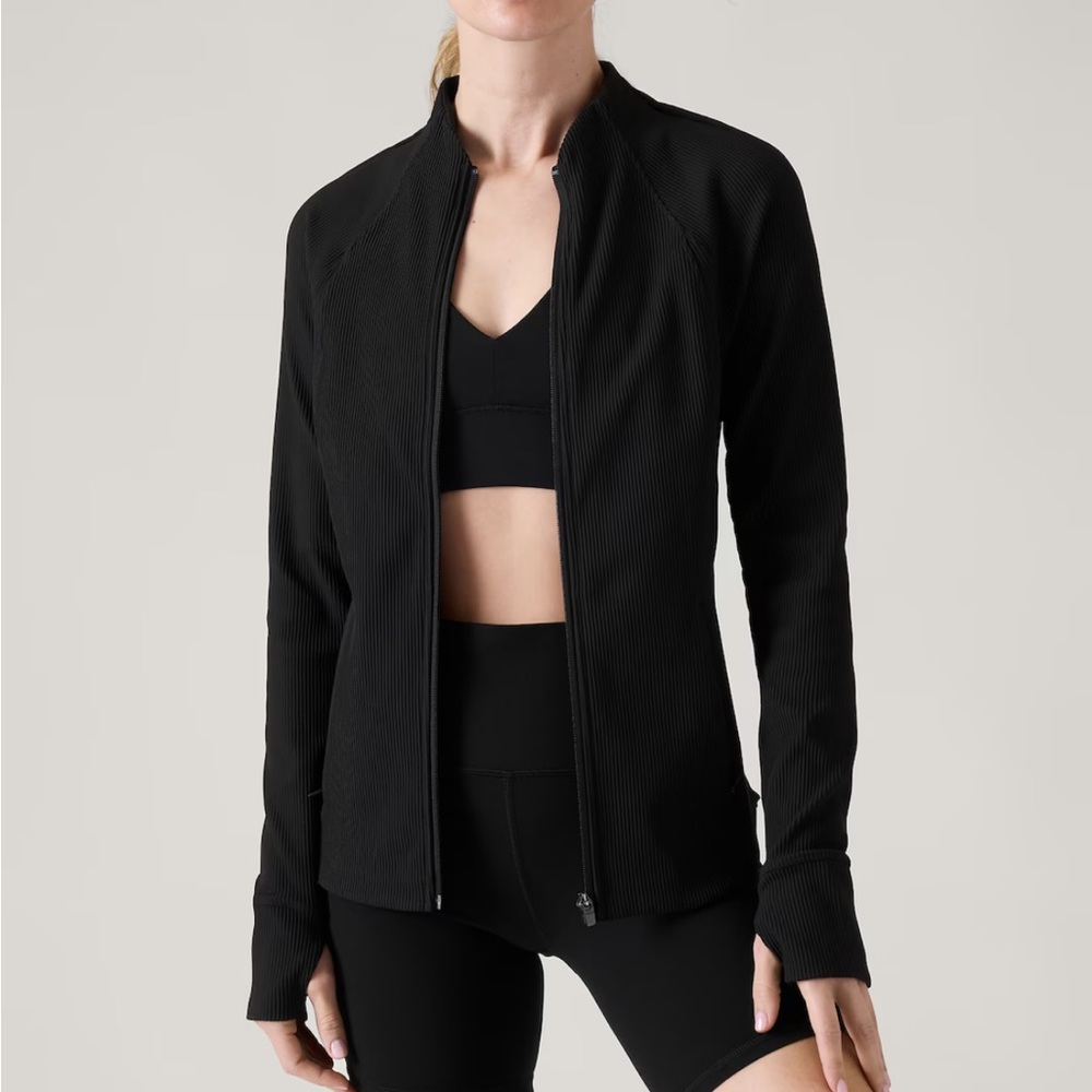 Athleta Salutation Ribbed Jacket Black SP like new